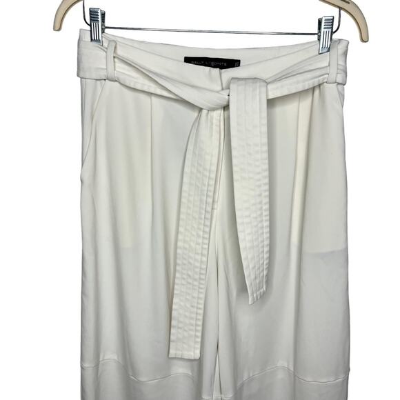 Sally LaPointe White Matte Crepe Belted Pant - Picture 3 of 9